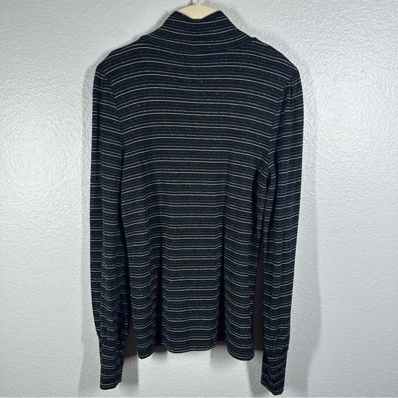 J. Crew Supercozy Turtleneck Top Metallic Stripe Women's Small Black Shirt - Picture 7 of 8